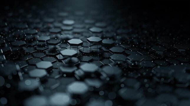 A video showcasing a futuristic honeycomb pattern with glowing orange lights