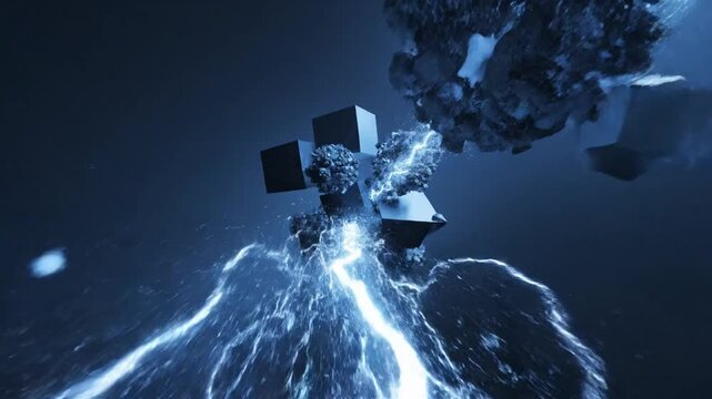 A futuristic robotic entity emitting bright blue electricity.