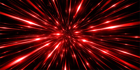A bright red and white fireworks shines against the black night sky background with glowing star sparkles and energy rays in this vibrant galaxy design illustration © WAVE 