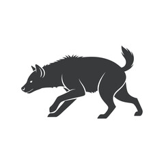 Obraz premium Silhouette of a running wolf isolated on a white background.