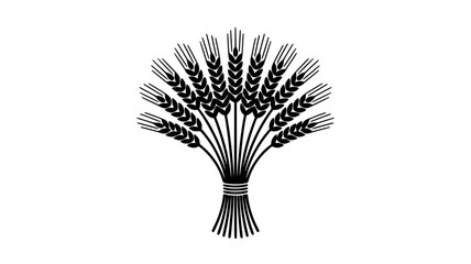 Wheat bundle illustration with minimalist black lines featuring sheaf, grain, cereal with agriculture and harvest elements for farming, rustic