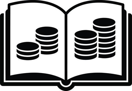 Banking and Finance Silhouette with Ledger and Cash Coins Illustration
