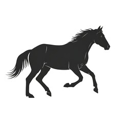 Obraz premium Black silhouette of a running horse.
