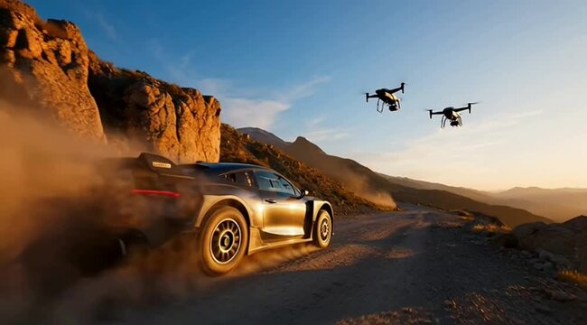Off- road adventure drones tracking 4x4 s u v driving through desert landscape off-road driving suv adventure