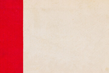 Vintage beige paper texture, faded magazine cover background with bright red strip print
