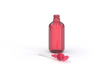 PET Bottle with Pump Lid Translucent Pink