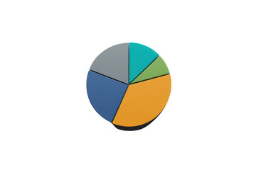 Fototapeta premium Multicolored 3d pie chart visualizing business data, market share, and financial analysis on transparent background