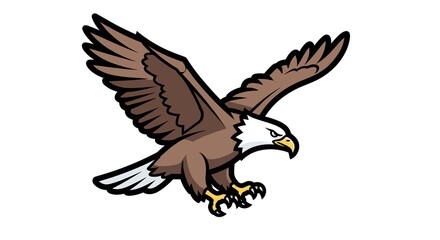 Fototapeta premium Bald eagle flying with wings spread vector illustration