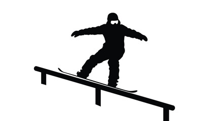 Naklejka premium Vector illustration of a snowboarder on a rail
