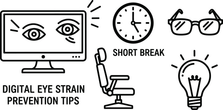 Vector graphics for digital eye strain prevention and healthy vision