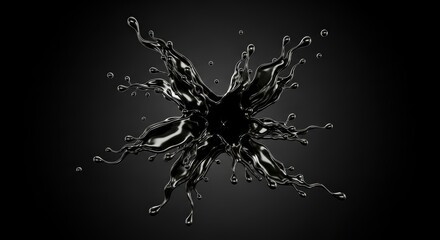 Obraz premium Dynamic Black Paint Splash Against a Dark Background with Vibrant Fluid Movement