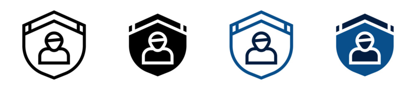 Iconos de protecci&oacute;n del usuario. Escudo con usuario. Seguridad personal y defensa de identidad digital. Ilustraci&oacute;n vectorial