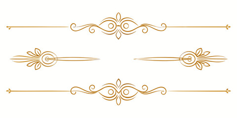 Obraz premium Set of elegant gold decorative dividers, vector