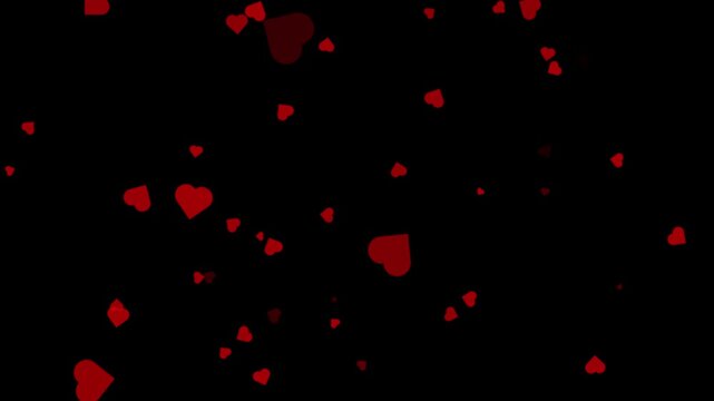 Falling hearts animation with romantic love background. Romantic hearts animation for valentine celebration and love theme. Floating hearts animation for romantic video background.