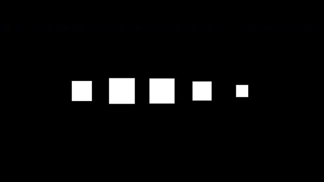 Five Squares Loading Loop Animation - White Boxes Buffering Isolated On Black Background