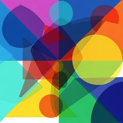 Obraz premium Colorful Abstract Composition with Geometric Shapes and Overlapping Transparency.