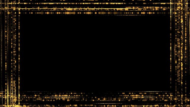 Golden Royal Cross Lines and Gold Particles Frame, Gold Border, Looped Alpha Channel Background
