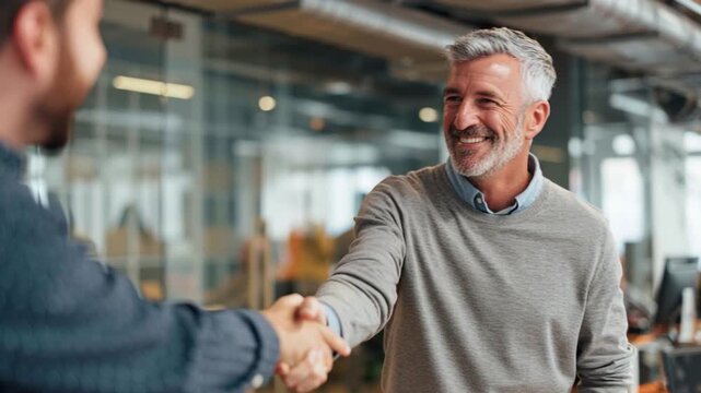 Handshake with congratulations and thanks for the promotion