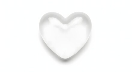 Fototapeta premium Clear heart shape ice cube for drinks refreshing and cooling in summer, symbol of love and romance for cocktails, studio shot on white background