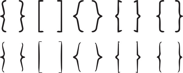 Structural Harmony: Geometric patterns of brackets and curly braces forming a balanced and visually engaging composition.
