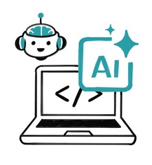 Ilustración del concepto de IA en una laptop