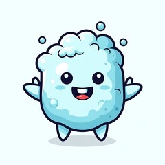 Obraz premium Cute cartoon blue soap bubble character.