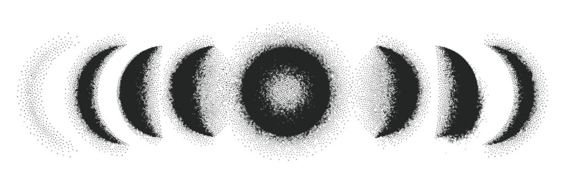 Lunar Phase Sequence Illustration Showing Moon Cycle Progression for Astronomy Education and Calendar Design Use