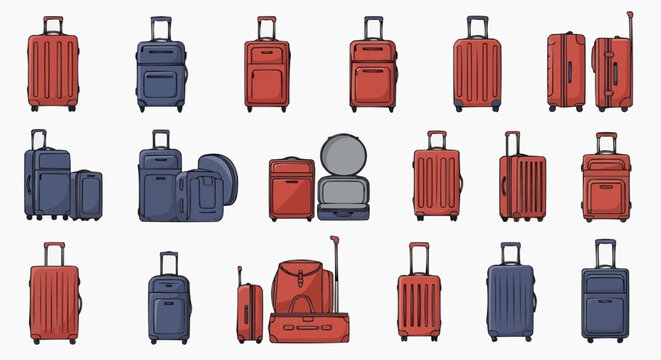A Collection of Stylish Suitcases of Various Sizes and Colors 