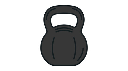 Fototapeta premium Minimal outline vector of a kettlebell, strength training equipment, simple flat design, clean line art, limited solid colors