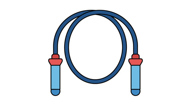 Flat vector outline illustration of a jump rope, cardio workout equipment concept, simple geometric design