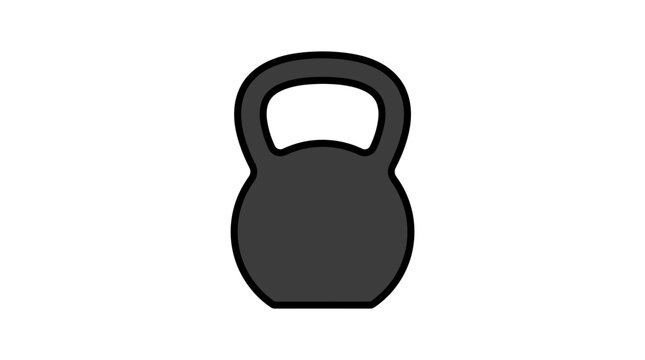 Minimal outline vector of a kettlebell, strength training equipment, simple flat design, clean line art, limited solid colors