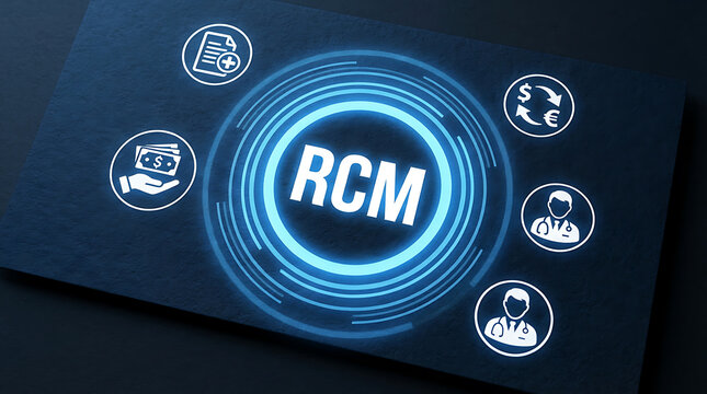 Revenue Cycle Management RCM concept with medical and financial icons