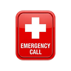Fototapeta premium Red emergency call button with white cross symbol, medical help and assistance icon