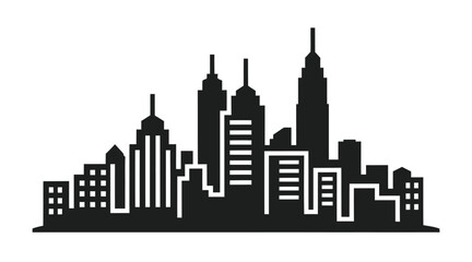 Obraz premium Modern City Skyline Silhouette Urban Skyscraper Buildings Cityscape Architecture Vector Illustration