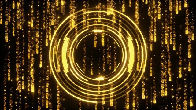 Golden Binary Code Spiral Animation.