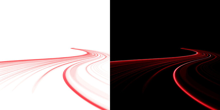 Winding red neon paths with soft glowing edges creating a sense of rapid movement and technological data flow through virtual networks On Transparent Background PNG