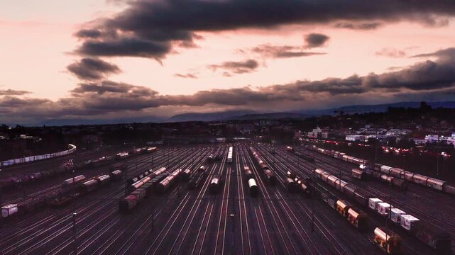 Swiss marshalling yard railway cargo trains 