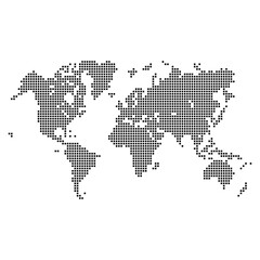 Pixelated World Map Global Digital Technology Grid