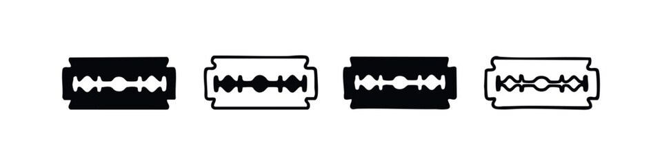 Razor Blade Icons. Sharp Shaving Blades Vector Set. Barbershop Tool Illustrations for Grooming.