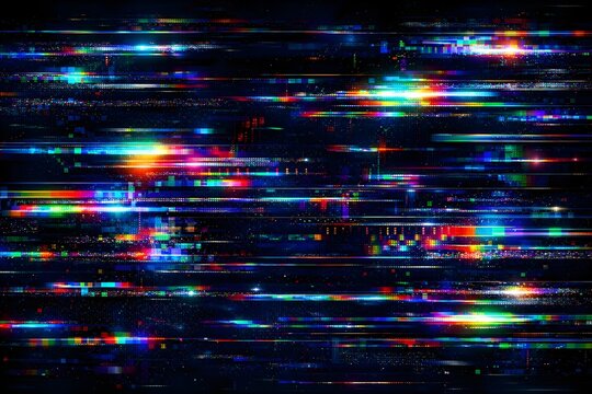 Abstract cyber glitch background with RGB distortion and abstract digital signal effect