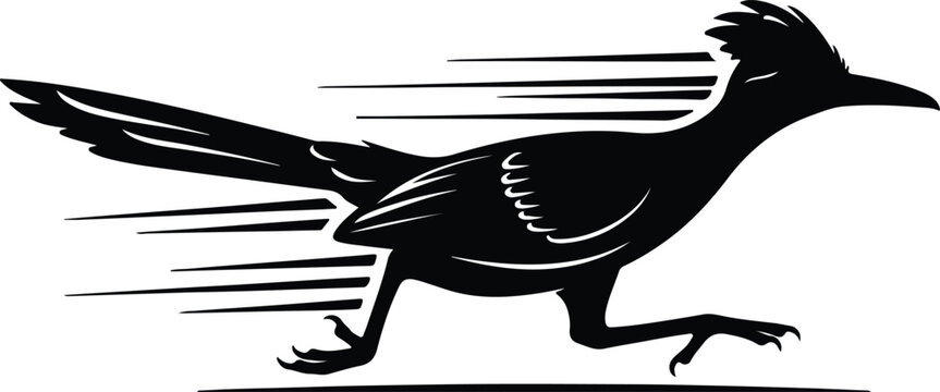 Vector running roadrunner bird motion blur silhouette design