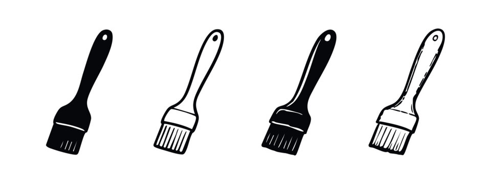 Basting brush icon set. Kitchen cooking tool vector illustration.
