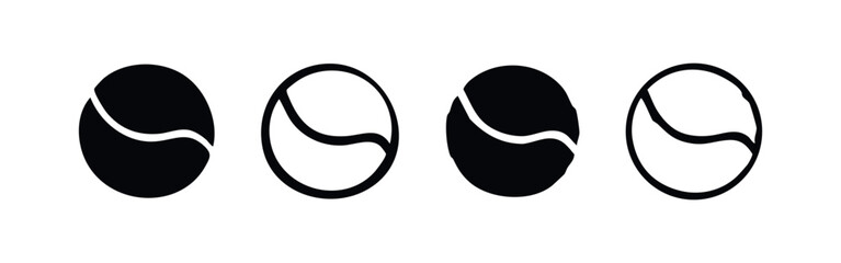 Fototapeta premium Stylized Tennis Ball Icons in Black and White Variations