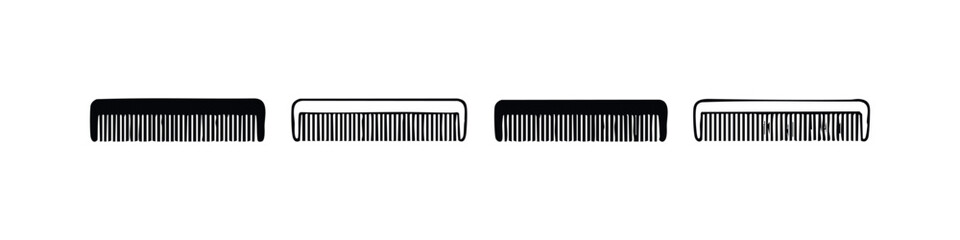 Classic Hair Comb Icons for Barbers and Beauty Salons