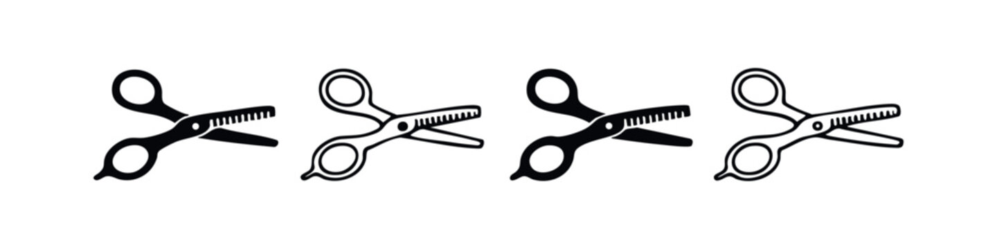 Hair Thinning Scissors Icons Set for Professional Stylists