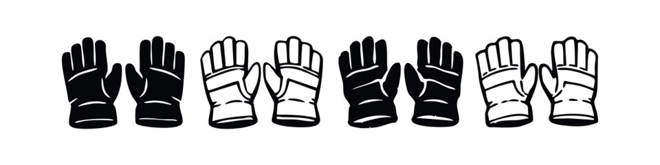 Fototapeta premium Work Safety Gloves Pairs Hand Protection Icons Collection