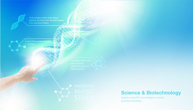 DNA abstract background. 3D cell structure chromosome. Medical background helix genome.