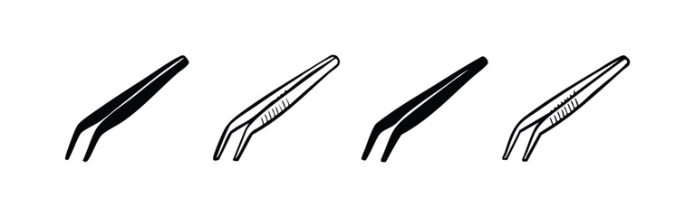 Obraz premium Medical Dental Tweezers Icons. Dentist Tool Vector Set. Oral Hygiene Instruments for Clinical Use.