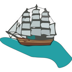 Sailing Ship in Hand Vector Element © dark max icon