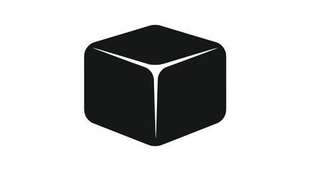 Fototapeta premium A single solid black cube with subtly rounded edges features three distinct white lines converging at its visible front corner.